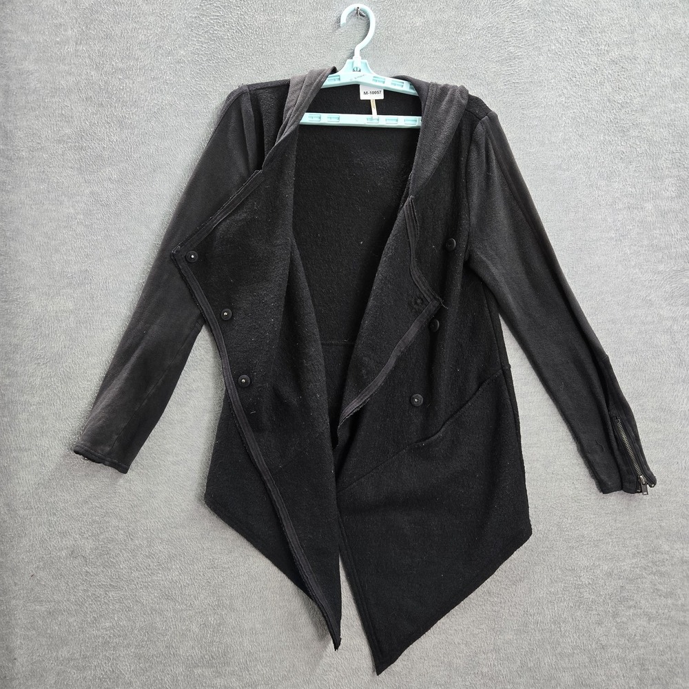 Free People‎ Women Jacket XS Black Wool Blend Drippy Snap Zipper